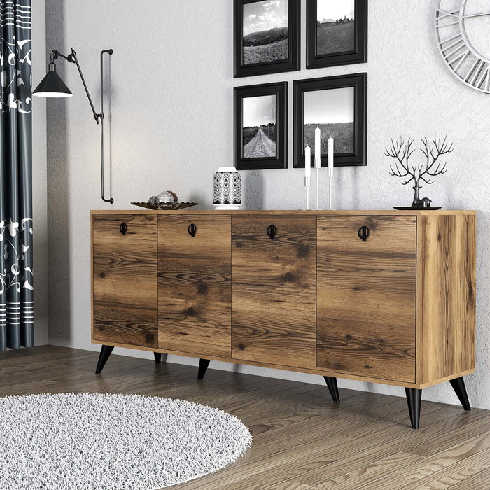 Hanah Home Elite 1616 Consola de Madera Contrachapada Recubierta de Melamina Color Nogal 180x80x45 cm